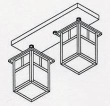 Arroyo Craftsman MCM-5/2TWO-BK - 5" mission 2 light ceiling mount with T-bar overlay