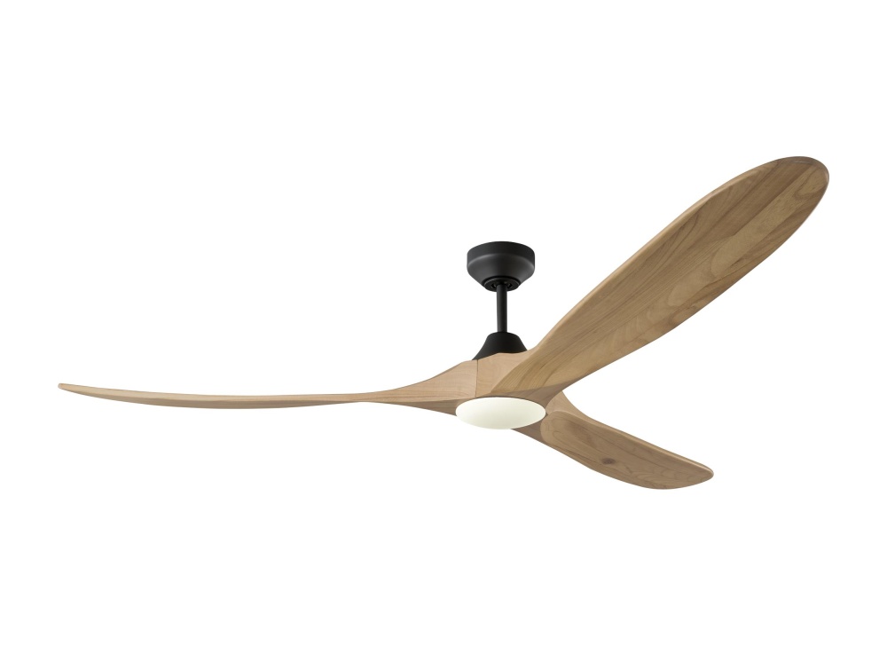 Maverick Smart 70 LED Ceiling Fan in Midnight Black with Natural Honey Blades and Light Kit