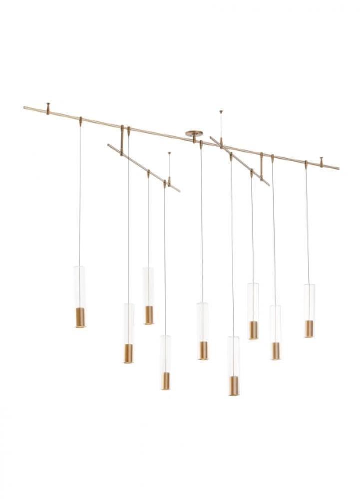 Modern Captra dimmable LED Chandelier Ceiling Light in an Aged Brass/Gold Colored finish