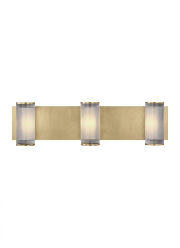 The Esfera Large Damp Rated 3-Light Integrated Dimmable LED Wall Sconce in Natural Brass