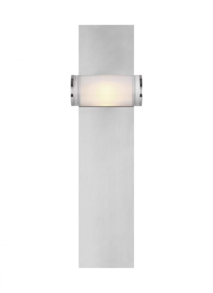 The Esfera Medium Damp Rated 1-Light Integrated Dimmable LED Wall Sconce in Polished Nickel