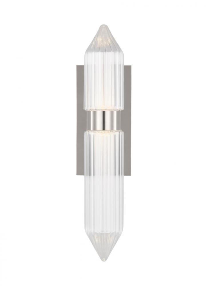 The Langston Large Damp Rated 1-Light Integrated Dimmable LED Wall Sconce in Polished Nickel