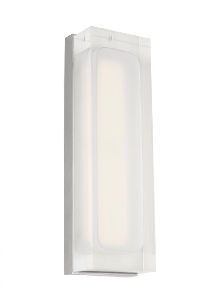 The Milley 13-inch Damp Rated 1-Light Integrated Dimmable LED Wall Sconce in Polished Nickel