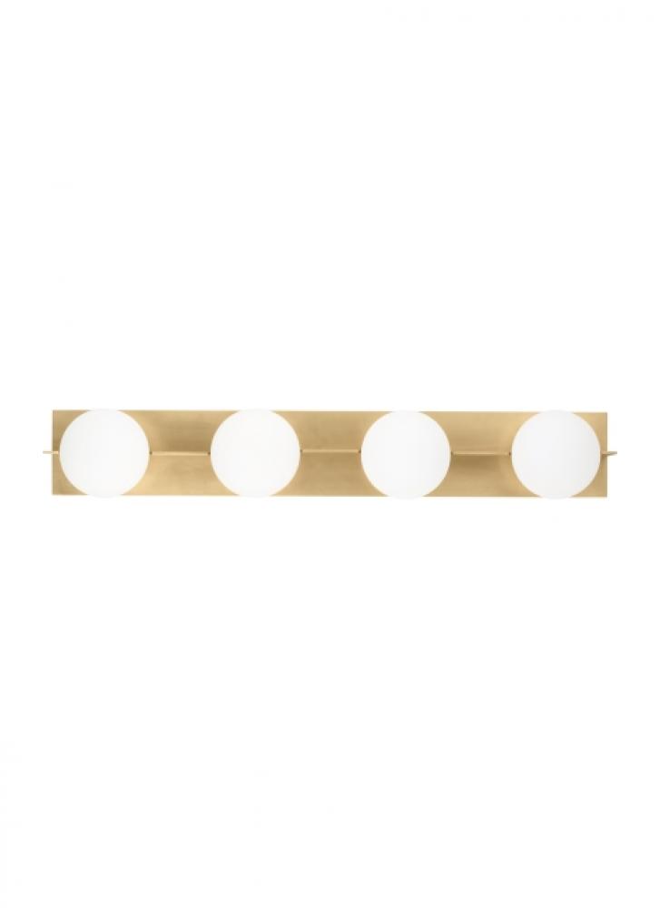 The Orbel 32.5-inch Damp Rated 4-Light Dimmable Bath Vanity in Natural Brass