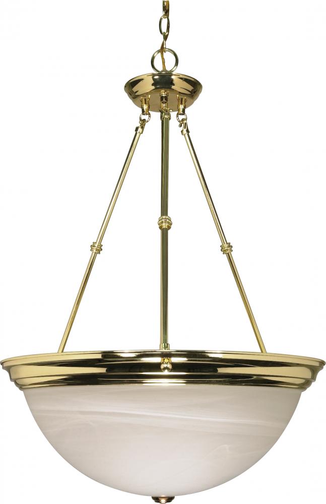 3-Light 20" Hanging Pendant Light Fixture in Polished Brass Finish with Alabaster Glass