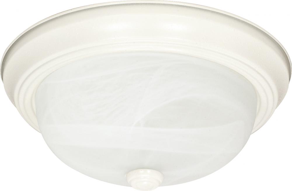 3 Light - 15" Flush with Alabaster Glass - Textured White Finish