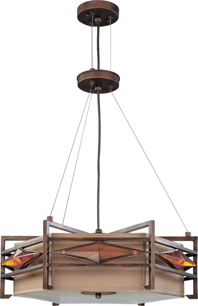 Gable ES - 3 Light Pendant w/ Golden Bronze Fabric Shade - (3) 13w GU24 Lamps Included