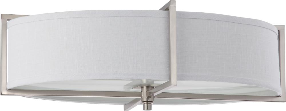 6-Light Large Flush Mount Ceiling Light Fixture in Brushed Nickel Finish with Slate Gray