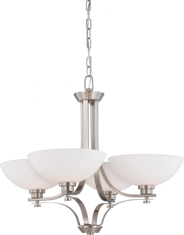 4-Light Brushed Nickel Chandelier with Frosted Glass