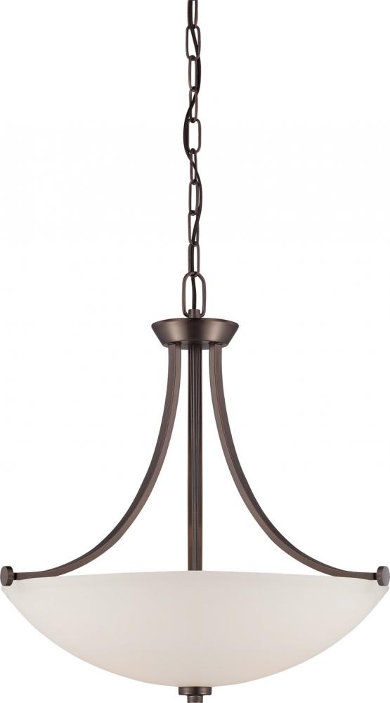 3-Light Pendant Light Fixture in Hazel Bronze Finish with Frosted Glass