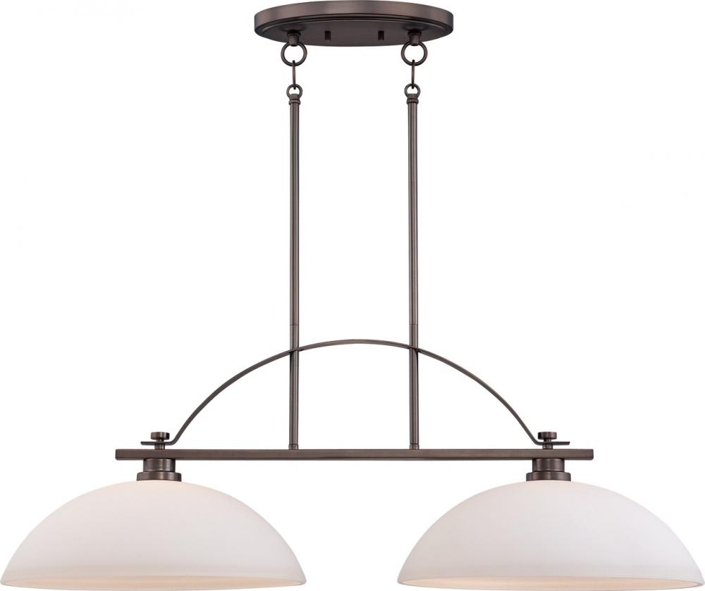 2-Light Island Pendant Light in Hazel Bronze Finish with Frosted Glass