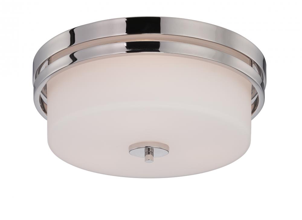 Parallel - 3 Light Flush with Etched Opal Glass - Polished Nickel Finish