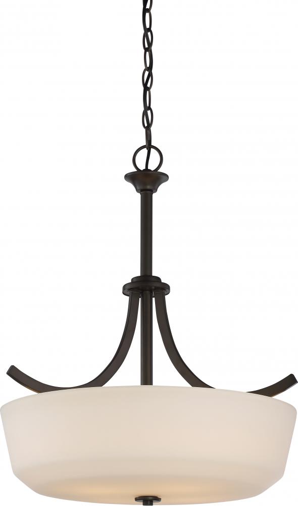 Laguna - 4 Light Pendant with White Glass - Forest Bronze Finish