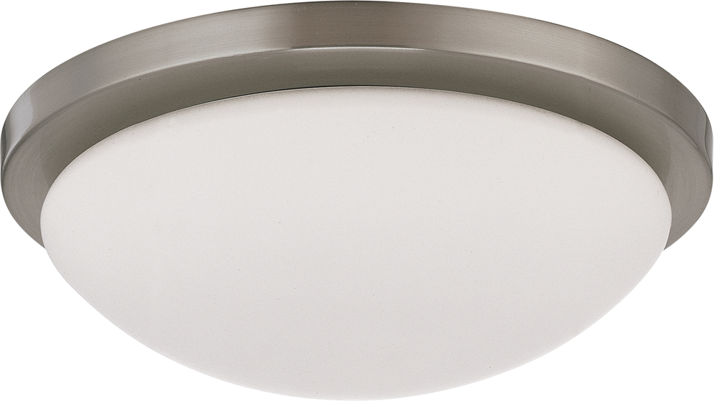 Button LED - 11"- Flush with Frosted Glass - Brushed Nickel Finish