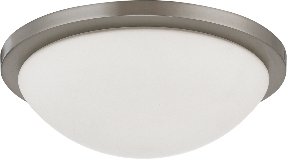 Button LED - 13"- Flush with Frosted Glass - Brushed Nickel Finish