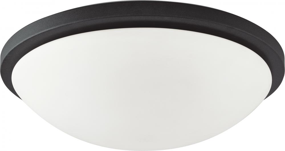 Button LED - 11"- Flush with Frosted Glass - Black Finish