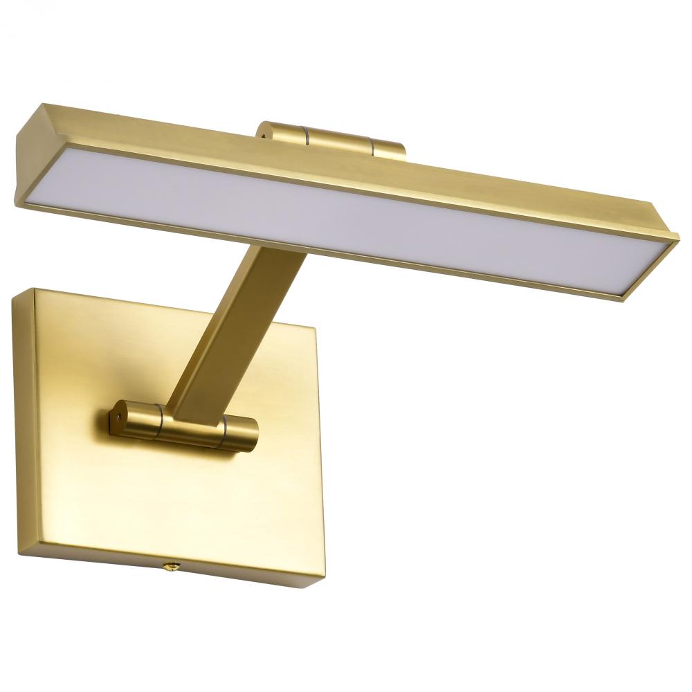 Hazel; 1 Foot LED Picture Light; 3 CCT Selectable; Vintage Brass Finish; Acrylic Lens