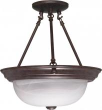 Nuvo 60/209 - 2 Light; 13 in.; Semi-Flush; Alabaster Glass; Old Bronze Finish