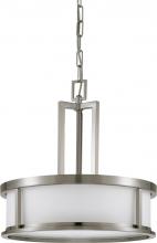 Nuvo 60/2857 - Odeon - 4 Light Pendant with Satin White Glass - Brushed Nickel Finish
