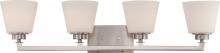 Nuvo 60/5454 - Mobili - 4 Light Vanity with Satin White Glass - Brushed Nickel Finish