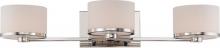 Nuvo 60/5473 - Celine - 3 Light Vanity with Satin White Glass - Polished Nickel Finish