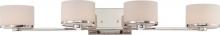 Nuvo 60/5474 - Celine - 4 Light Vanity with Satin White Glass - Polished Nickel Finish