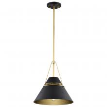 Nuvo 60/7766 - Adina 1 Light Medium Pendant; Matte Black and Natural Brass Finish