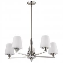 Nuvo 60/8225 - Lune; 5 Light Chandelier; Brushed Nickel Finish; Etched White Glass