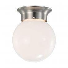 Nuvo 62/1565 - 8 Watt; 6 inch; LED Flush Mount Fixture; 3000K; Dimmable; Brushed Nickel; Frosted Glass