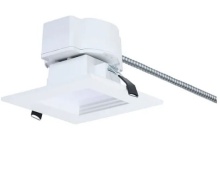 Nuvo S21608 - 13.5W Field Selectable LED 4-Inch Commercial Downlight; Dual Dimming; Square; 120-347 Volt