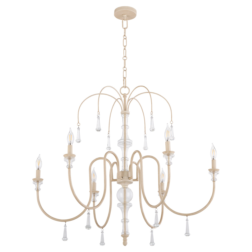 CLASICA 6 LIGHT CHANDELIER - WASHED OAK