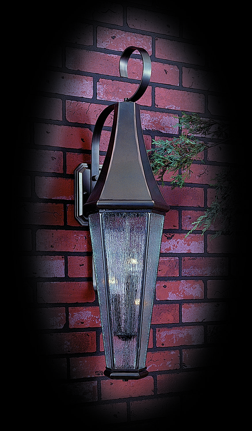 3-Light Raw Copper Le Havre Exterior Wall Mount