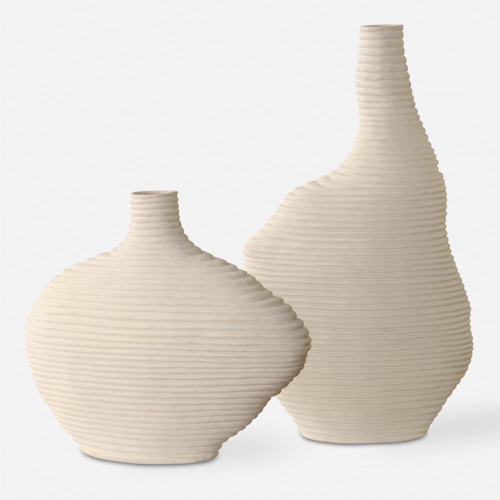 Uttermost Duostacked Matte White Vases Set/2