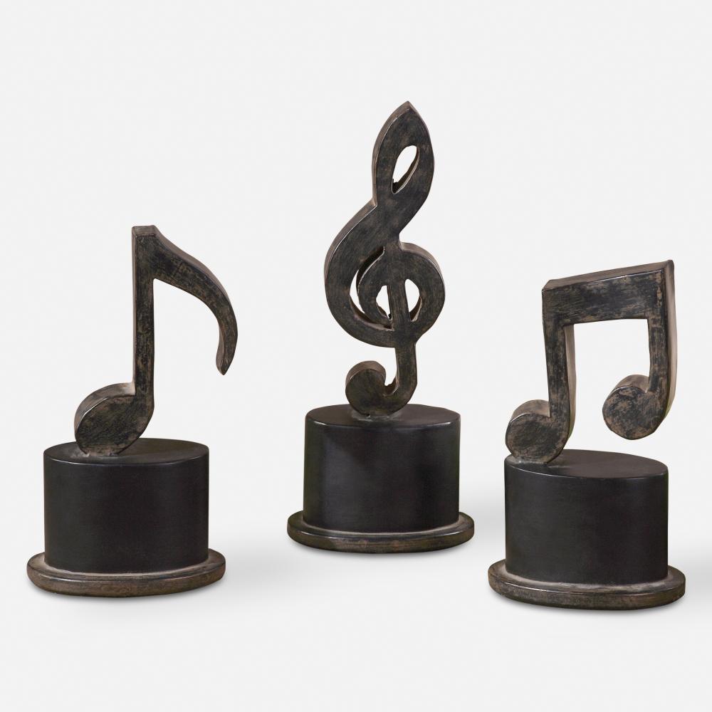 Uttermost Music Notes Metal Figurines Set/3
