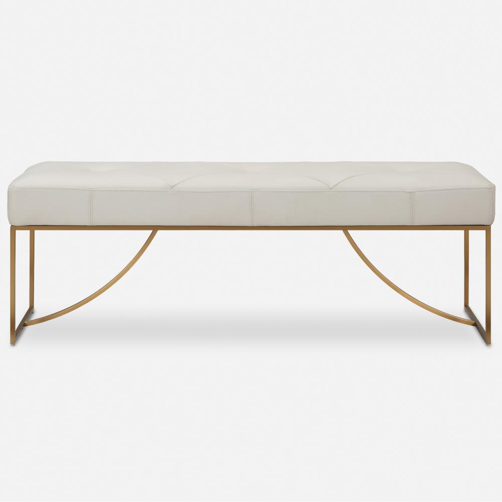 Uttermost Swale Ivory Leather Bench