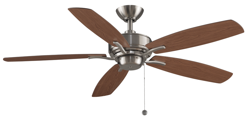 Aire Deluxe 52 inch Indoor Ceiling Fan - Brushed Nickel with Reversible Cherry/Dark Walnut blades
