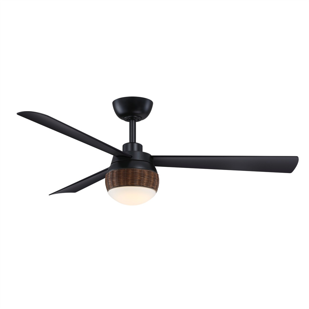 Paget 52 inch Indoor/Outdoor Ceiling Fan with LED Light Kit - Black with Black blades