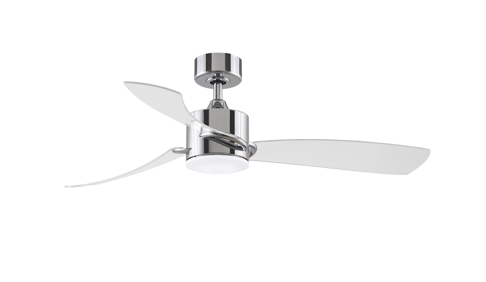 SculptAire 52 inch Indoor/Outdoor Ceiling Fan with LED Light Kit - Chrome with Clear blades