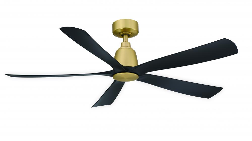 Kute5 52 inch Indoor/Outdoor Ceiling Fan - Brushed Satin Brass with Black blades