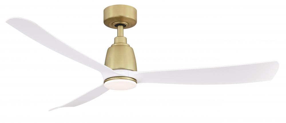 Kute 52 inch Indoor/Outdoor Ceiling Fan - Brushed Satin Brass with Matte White blades