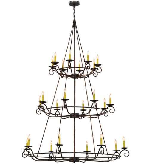 60"W Estrella 24 LT Three Tier Chandelier
