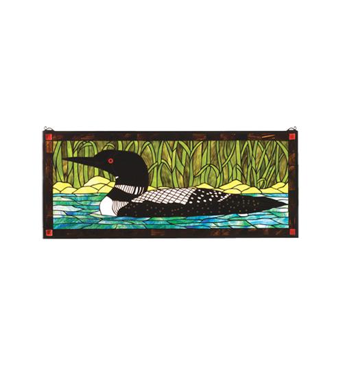 40"W X 17"H Loon Stained Glass Window