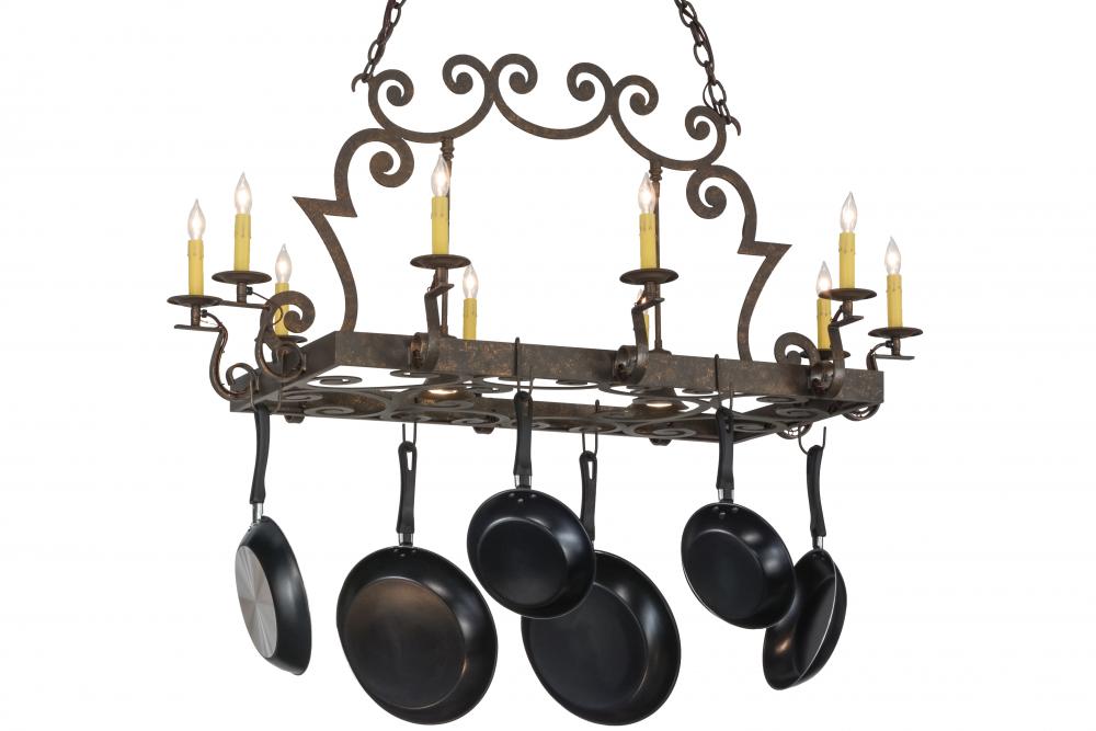 48" Long Tourelle 10 Light W/Downlights Pot Rack