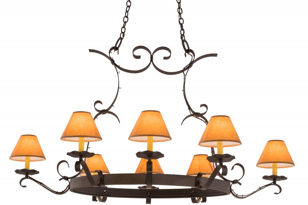 53" Long Handforged 8 Light Oblong Chandelier