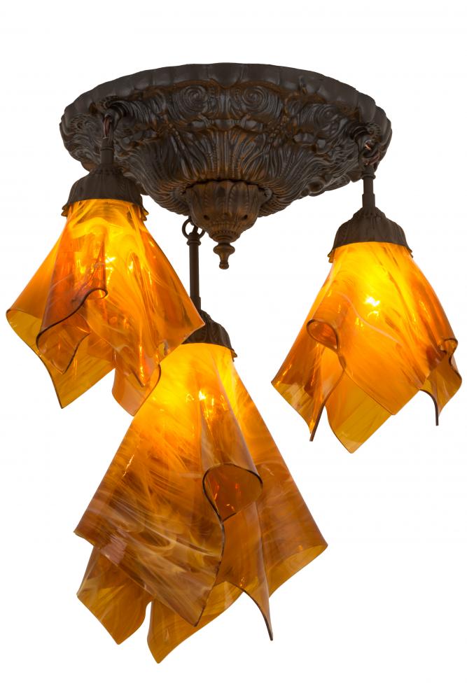21" Wide Handkerchief Taste of Honey 3 Light Pendant