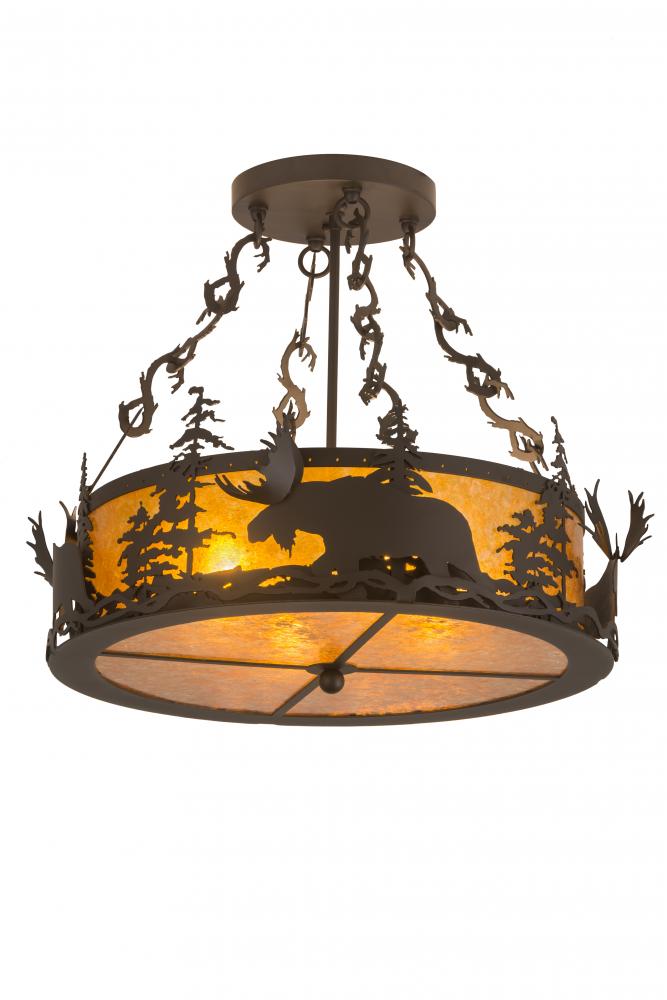 24" Wide Moose at Dusk Semi-Flushmount