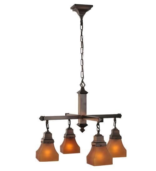 26"W Bungalow Frosted Amber 4 LT Chandelier