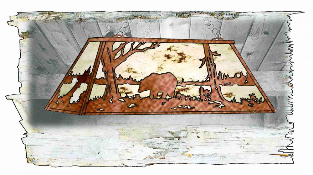 33"L Bear at Lake Oblong Pendant