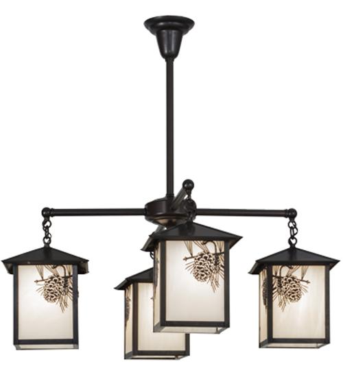 32"W Seneca Winter Pine 4 LT Chandelier