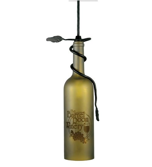 3"W Personalized Etched Grapes Wine Bottle Mini Pendant